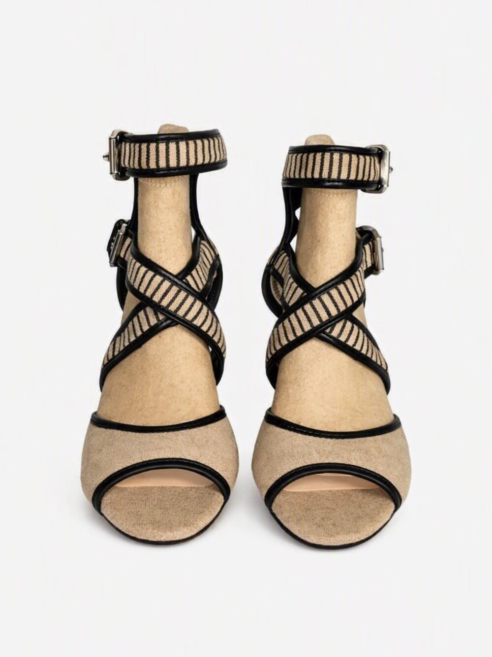 Nine West Clovero Black & Beige Wedge Heel Sandals – Women’s Size 8